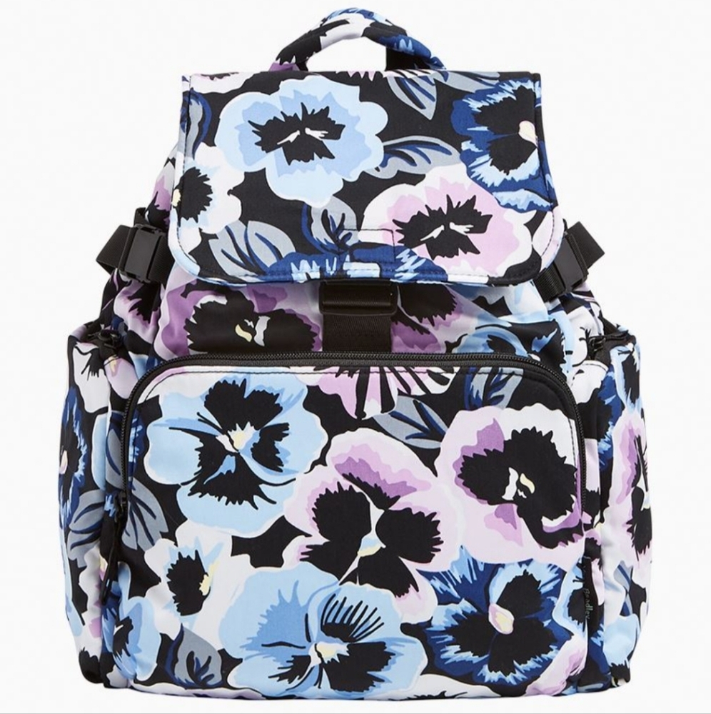 Vera Bradley Utility Backpack in Plum Pansies